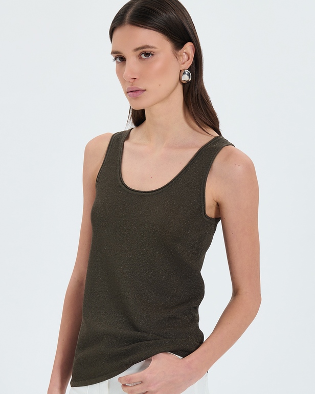 Top Nara Glittery khaki tank top ZAPA