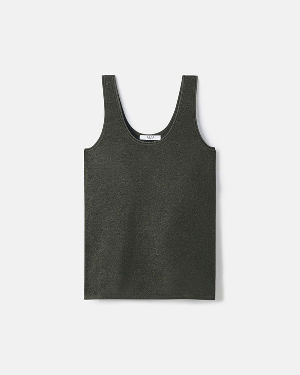 Top Nara Glittery khaki tank top ZAPA