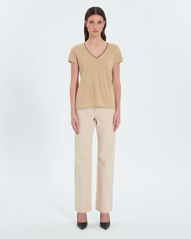 Top Tasmanie Beige jersey top ZAPA