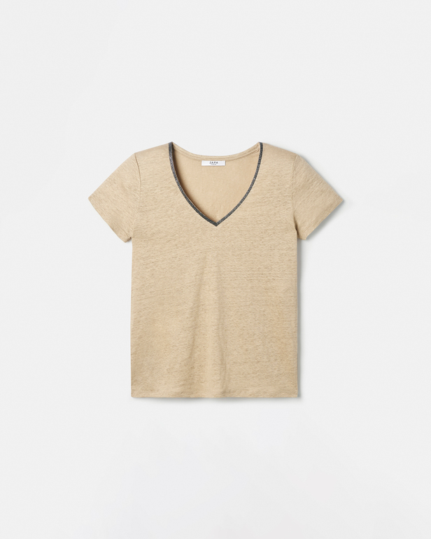 Top Tasmanie Beige jersey top ZAPA