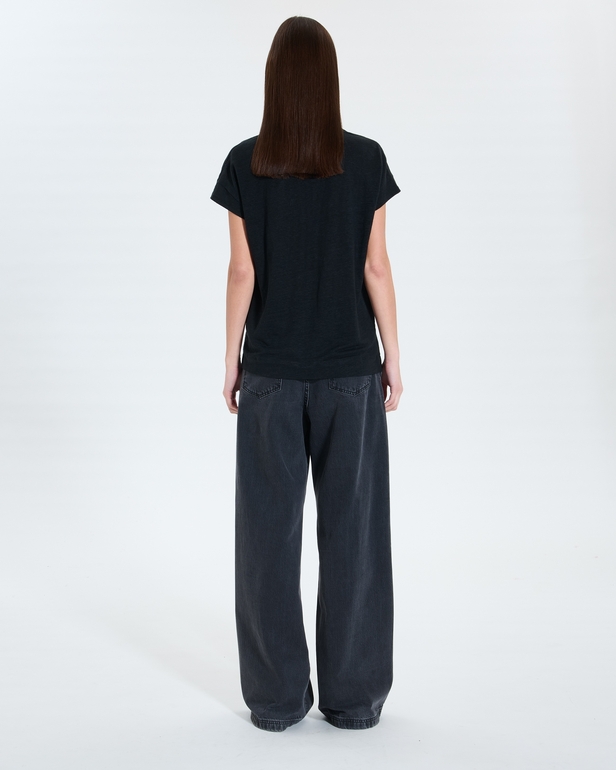 Thebes Jersey Top Black linen top ZAPA