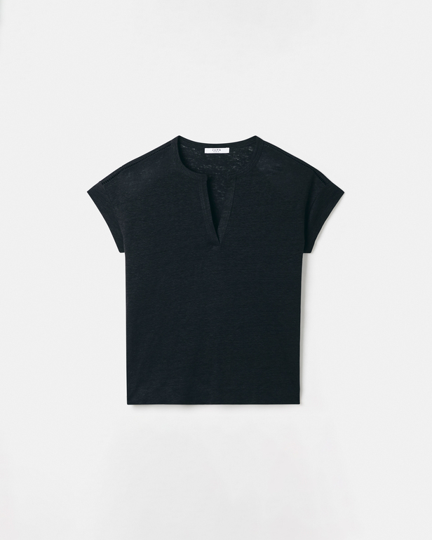 Thebes Jersey Top Black linen top ZAPA