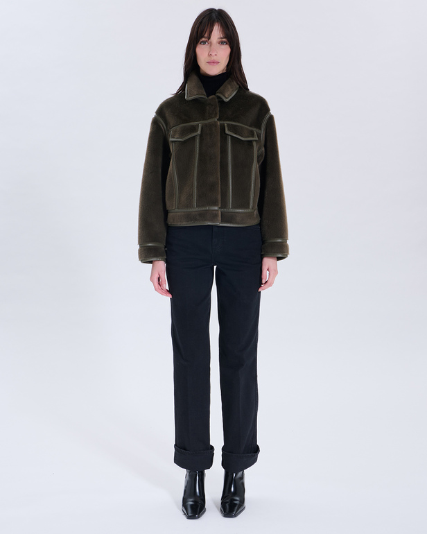 Monge jacket Short khaki faux fur jacket ZAPA