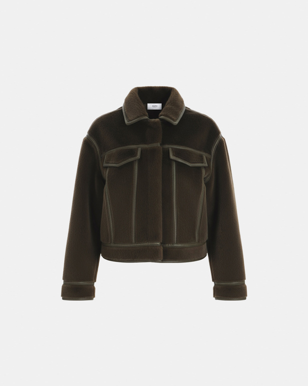 Monge jacket Short khaki faux fur jacket ZAPA