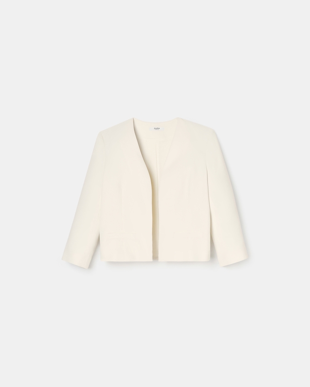 Vickio jacket Short ecru crepe jacket ZAPA