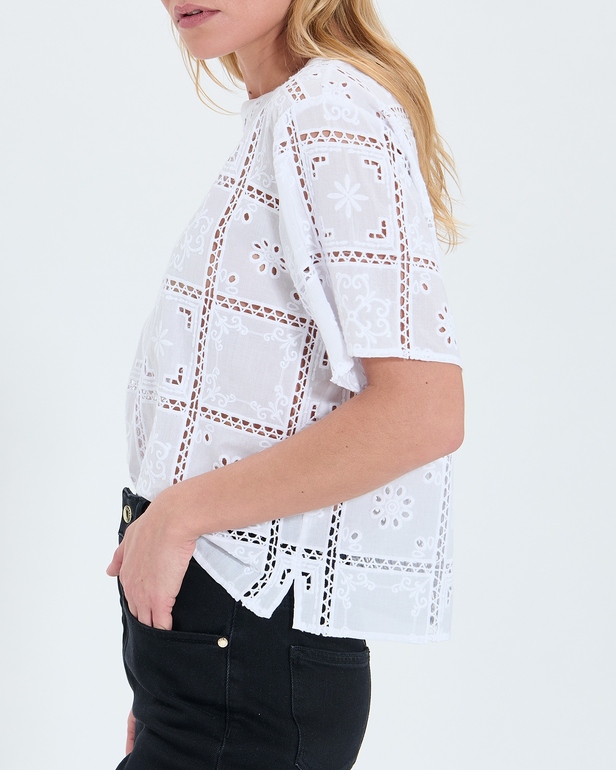Top Trevor Top in ecru English embroidery ZAPA