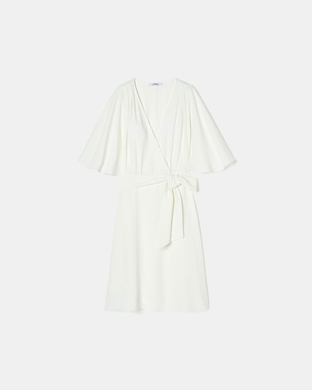 Russel dress Ecru crepe wrap dress ZAPA