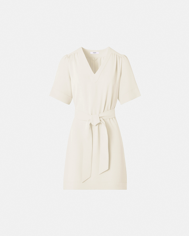 Retie Dress Fitted dress in ecru crepe ZAPA