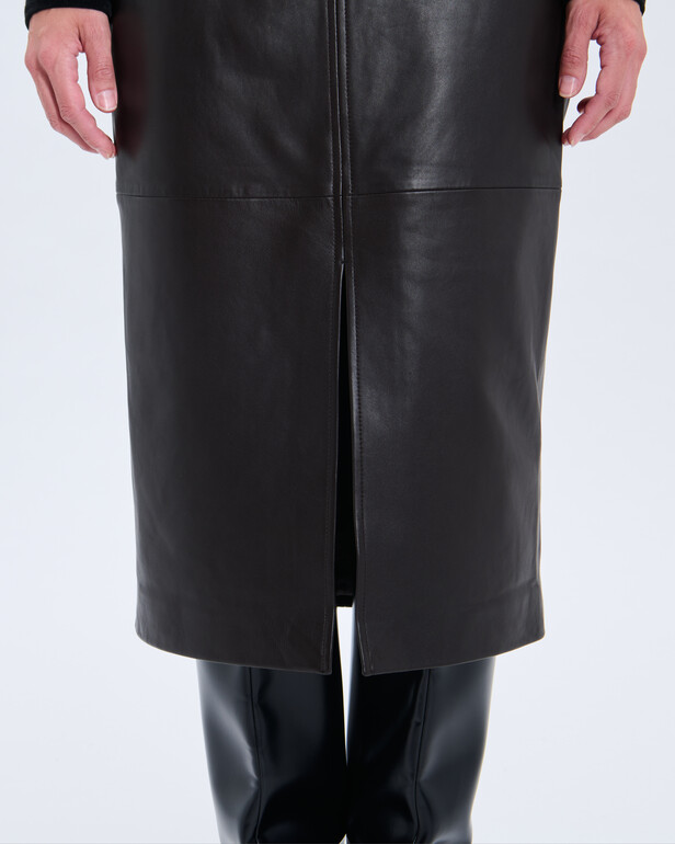 Jala Skirt Jala Chocolate Leather Skirt ZAPA