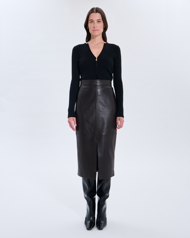 Jala Skirt Jala Chocolate Leather Skirt ZAPA