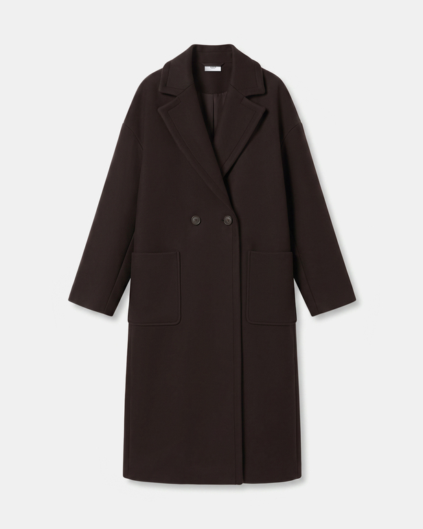 Miranda Coat Long coat in chocolate wool blend ZAPA