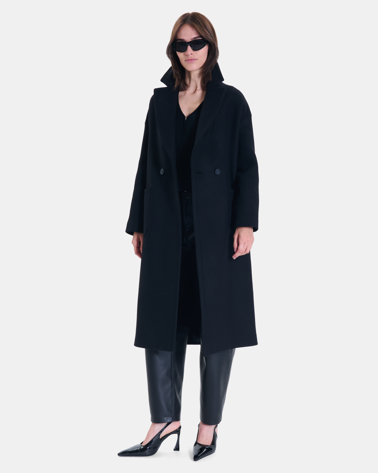 Miranda Coat Long black wool-blend coat ZAPA