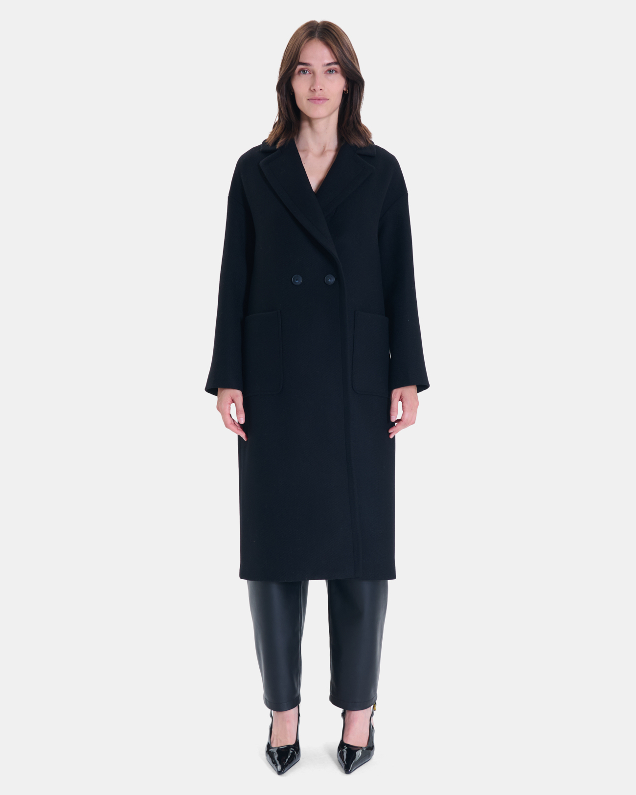 Miranda Coat Long black wool-blend coat ZAPA