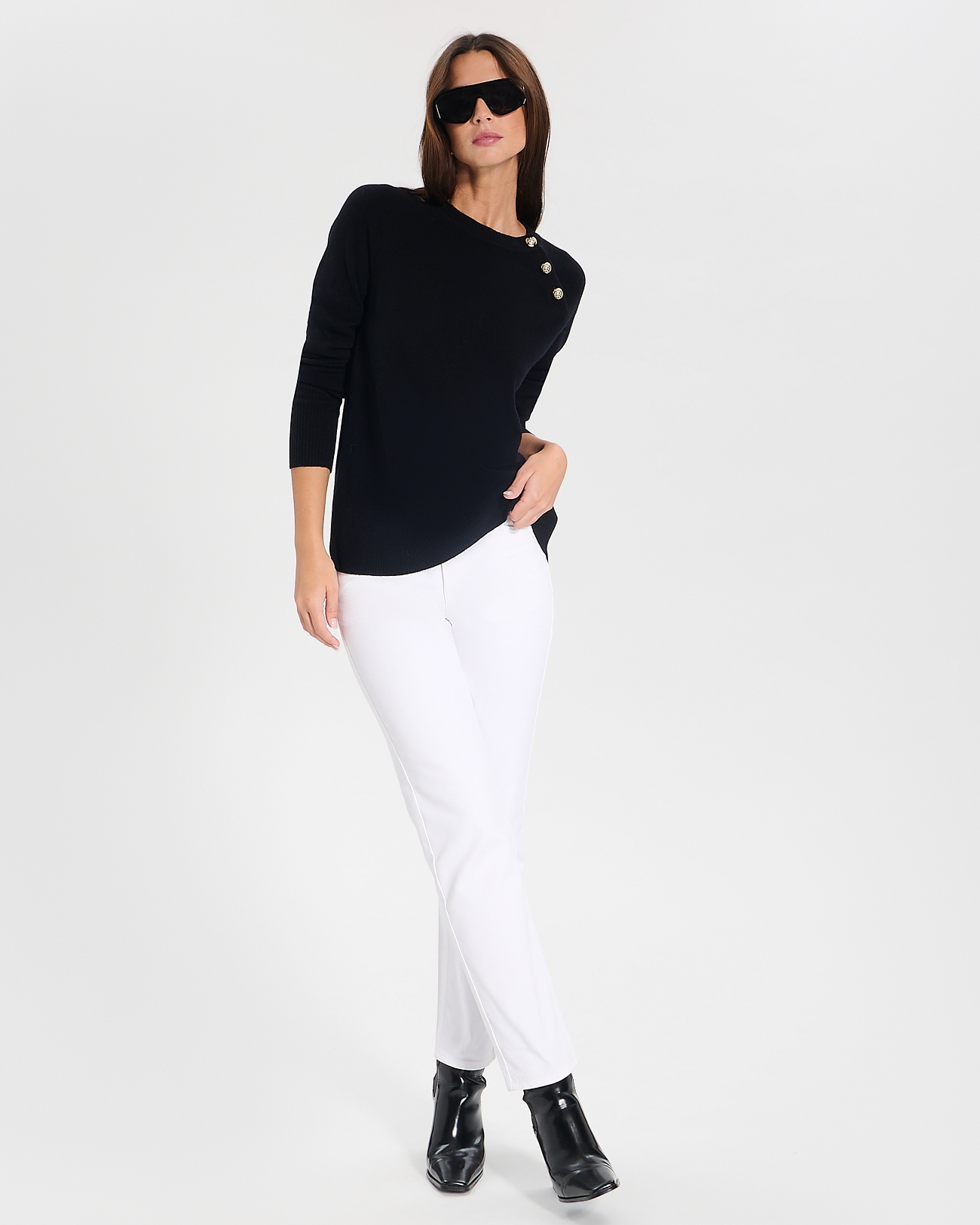 Noam Sweater Straight black cashmere sweater ZAPA