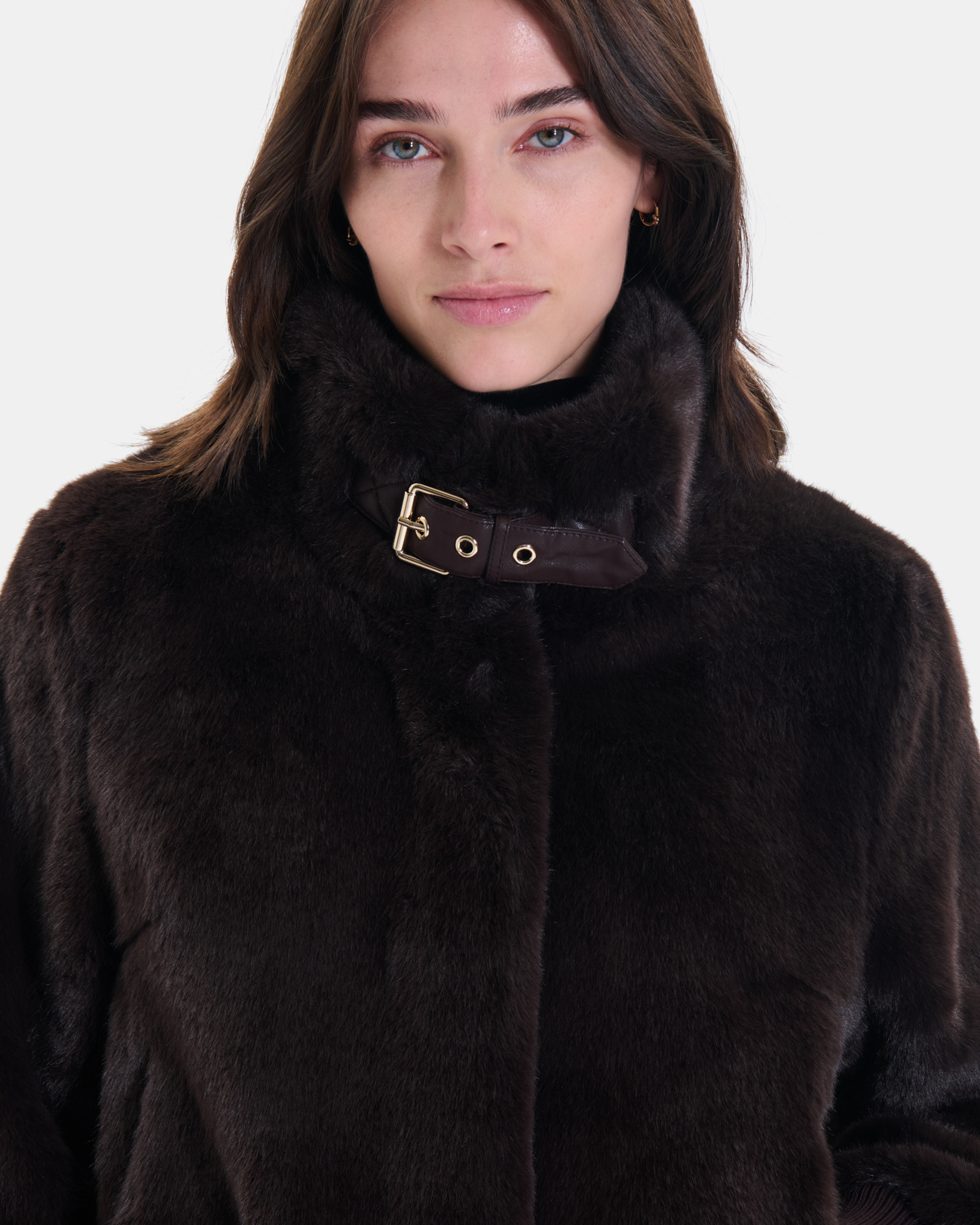 Valou Jacket Short chocolate faux fur jacket ZAPA