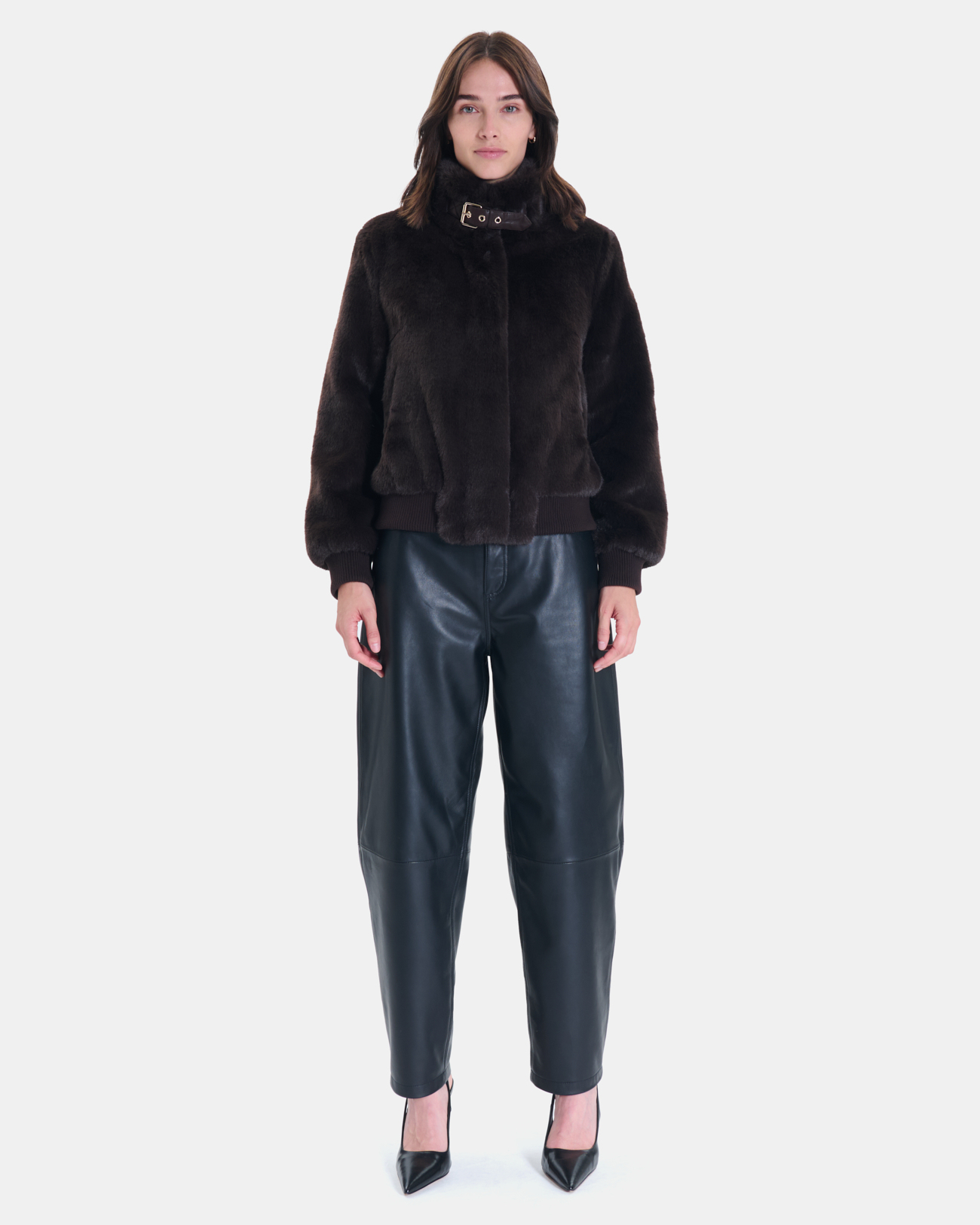 Valou Jacket Short chocolate faux fur jacket ZAPA
