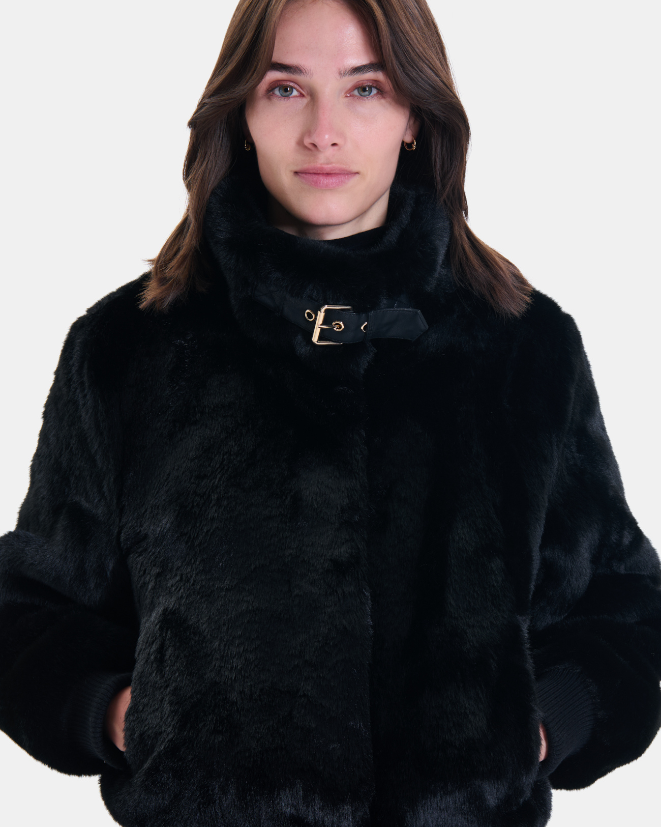 Valou Jacket Short black faux fur jacket ZAPA