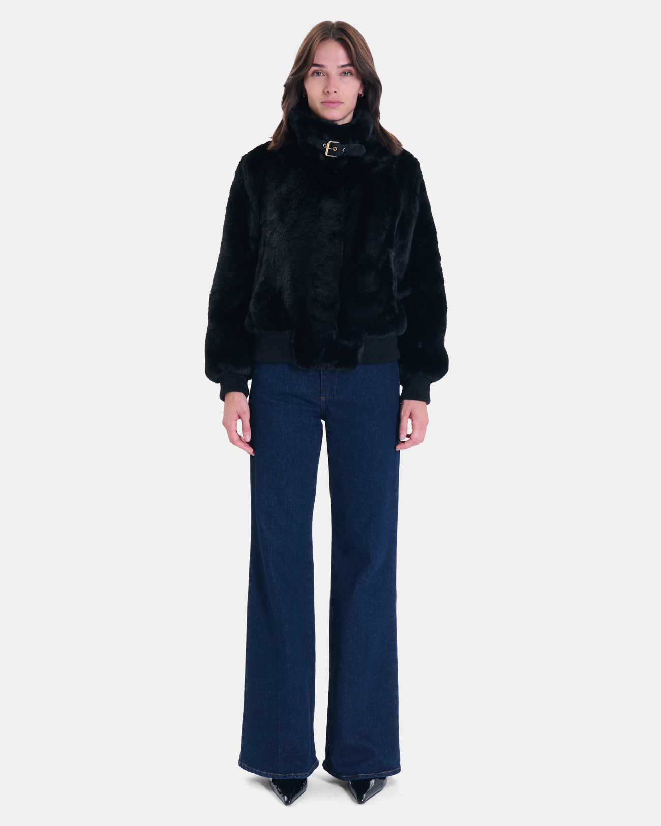 Valou Jacket Short black faux fur jacket ZAPA