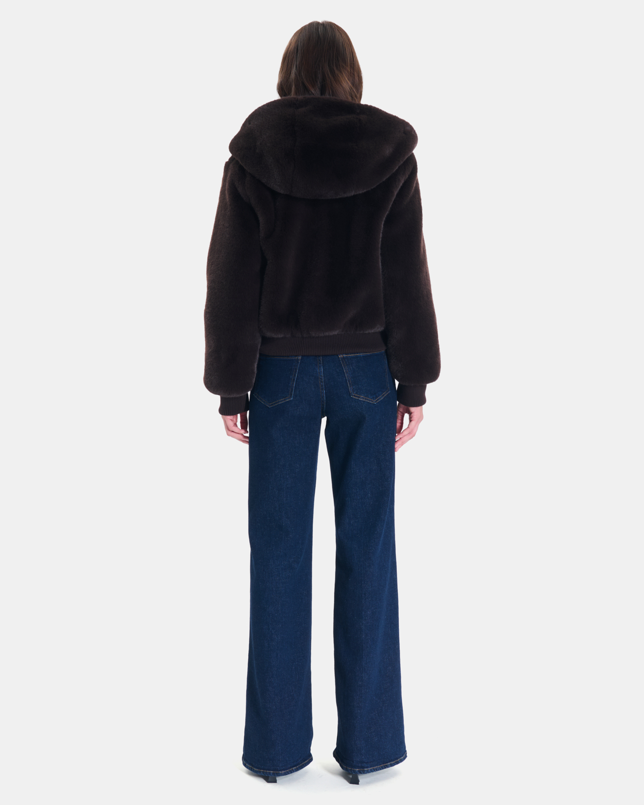 Vallea Jacket Chocolate faux fur hooded jacket ZAPA