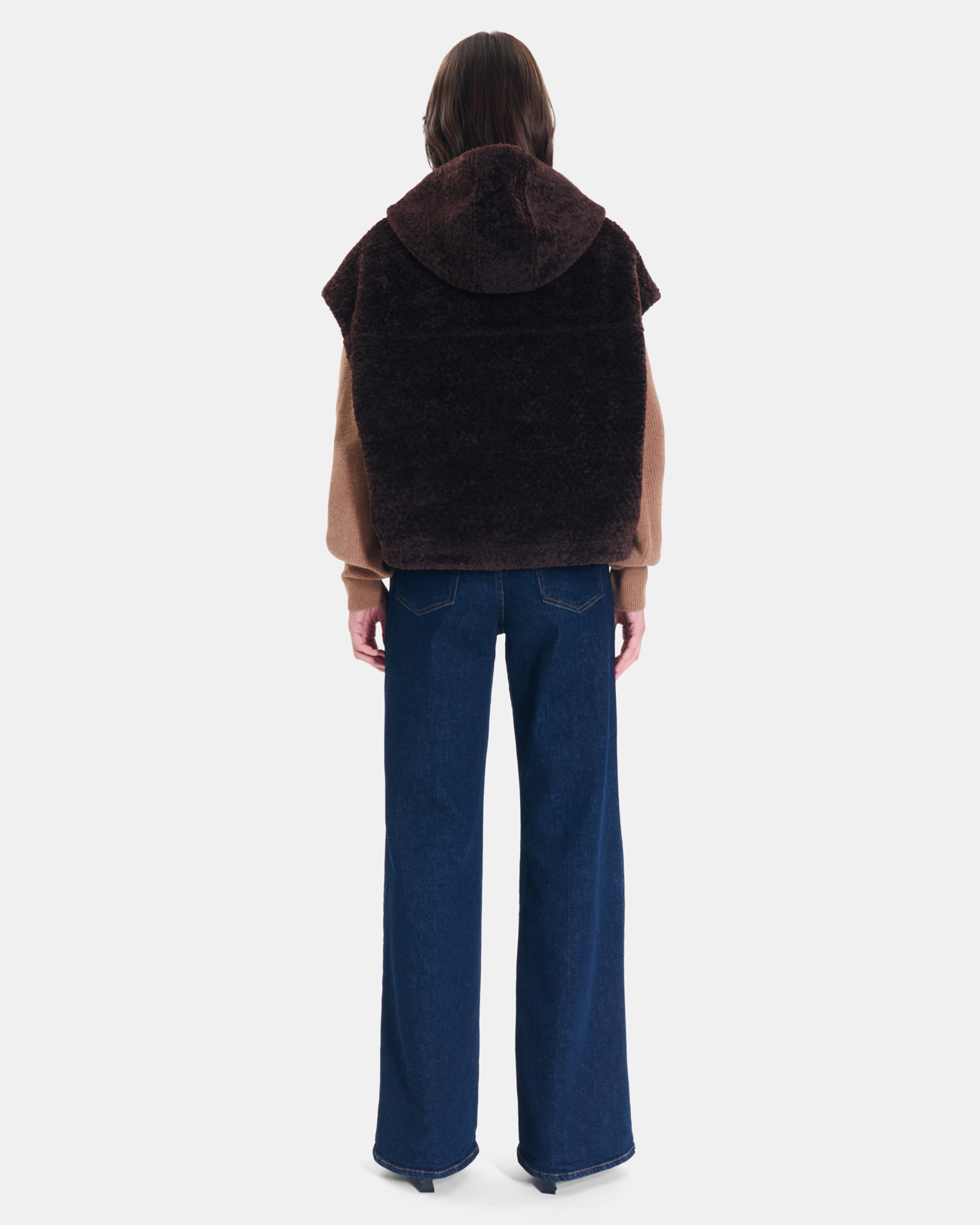 Marguerita Jacket Chocolate faux fur sleeveless jacket ZAPA