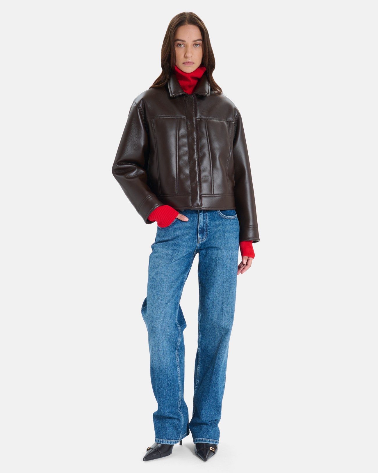 Monge Jacket Reversible short jacket in chocolate faux fur ZAPA