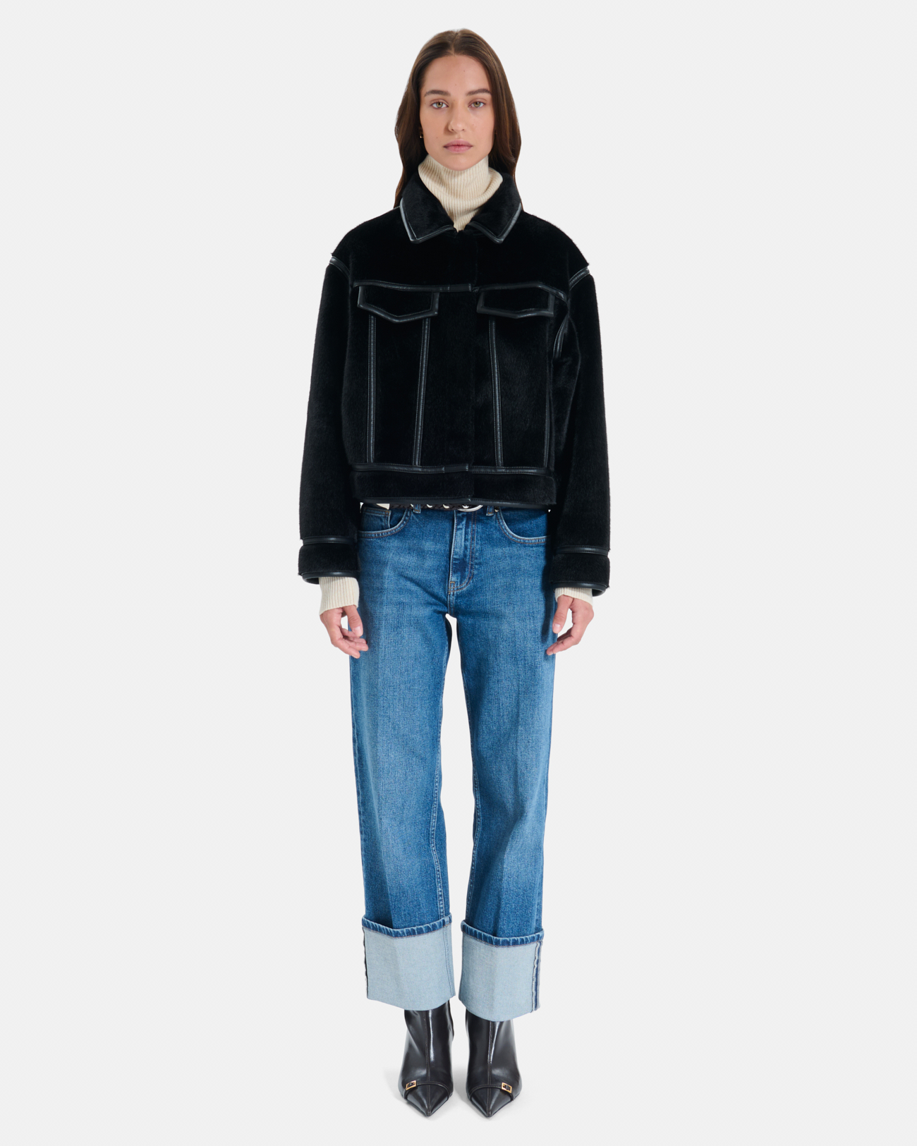 Monge Jacket Reversible short jacket in black faux fur ZAPA