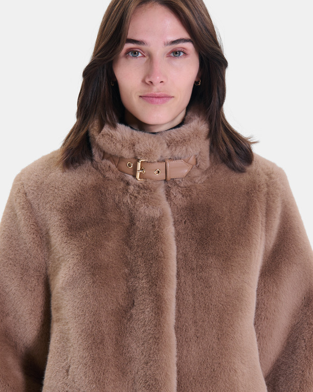 Valou Jacket Short camel faux fur jacket ZAPA