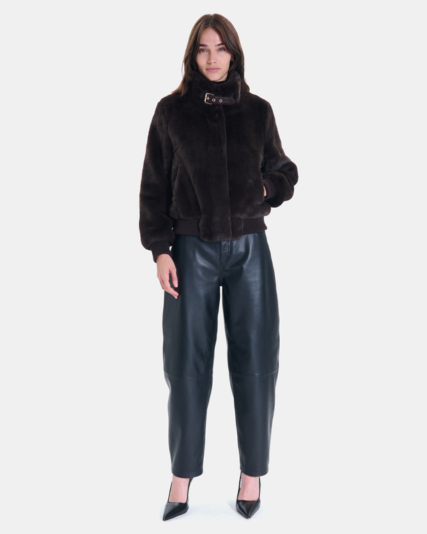 Valou Jacket Short chocolate faux fur jacket ZAPA
