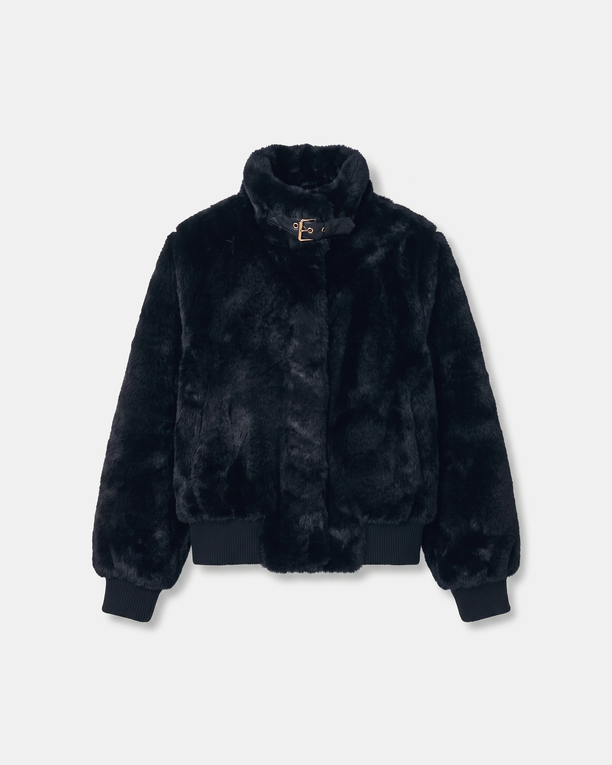 Valou Jacket Short black faux fur jacket ZAPA