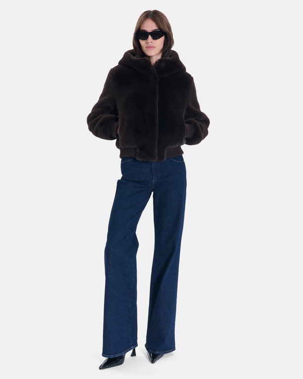 Vallea Jacket Chocolate faux fur hooded jacket ZAPA