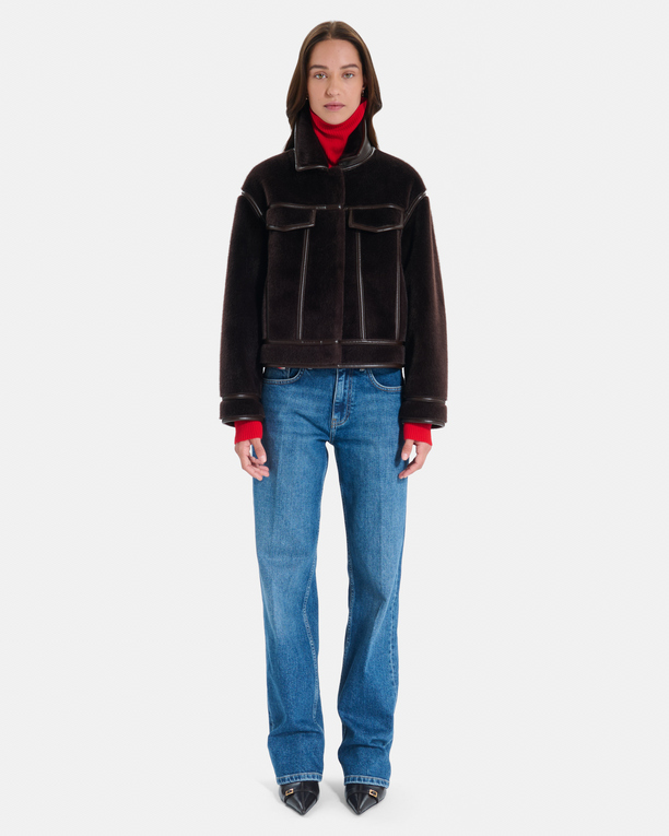 Monge Jacket Reversible short jacket in chocolate faux fur ZAPA