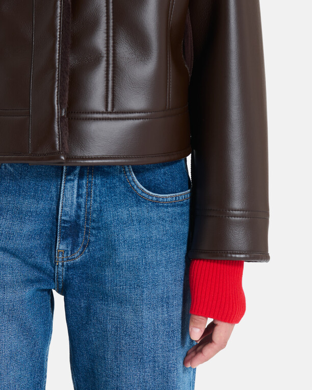Monge Jacket Reversible short jacket in chocolate faux fur ZAPA