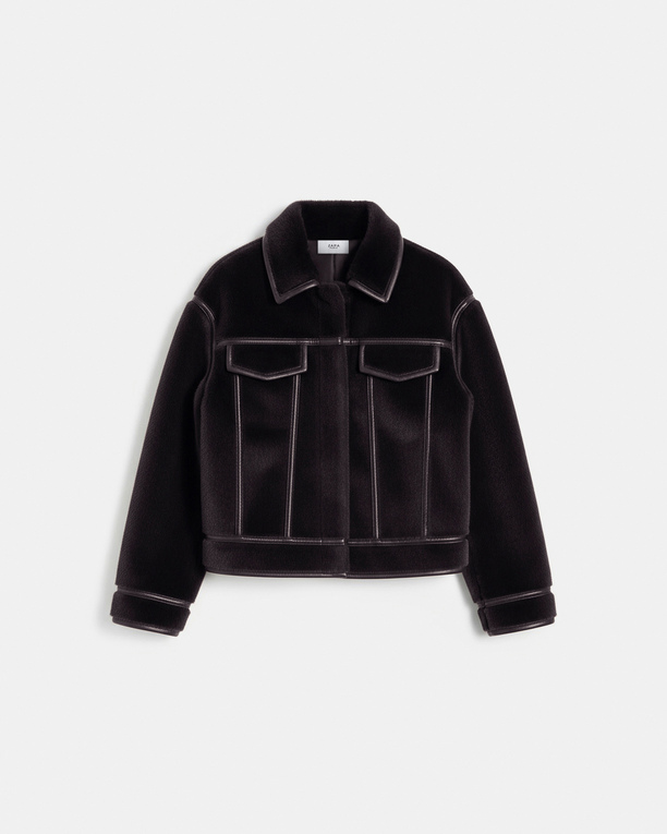 Monge Jacket Reversible short jacket in chocolate faux fur ZAPA