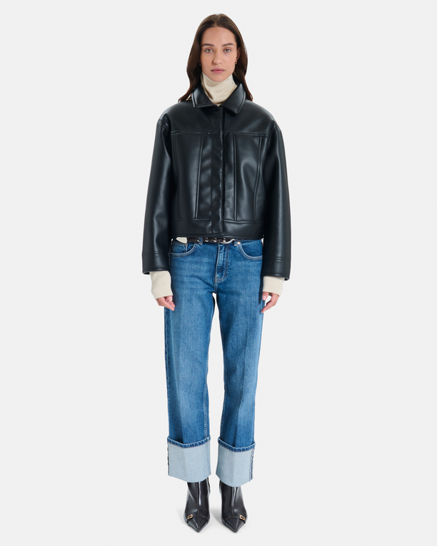 Monge Jacket Reversible short jacket in black faux fur ZAPA
