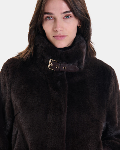 Valou jacket short chocolate faux fur jacket zapa