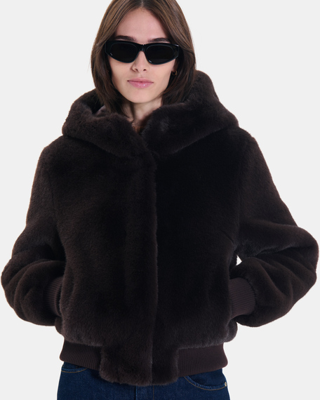 Vallea jacket chocolate faux fur hooded jacket zapa
