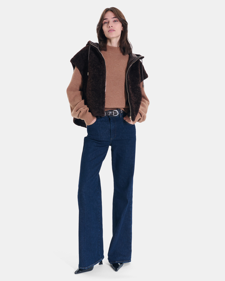 Marguerita jacket chocolate faux fur sleeveless jacket zapa