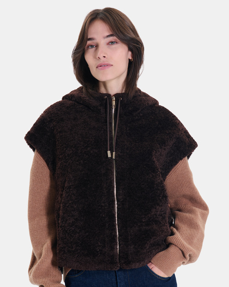 Marguerita jacket chocolate faux fur sleeveless jacket zapa