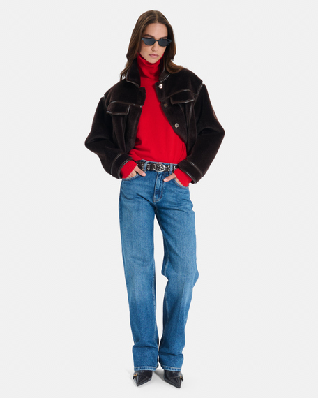 Monge jacket reversible short jacket in chocolate faux fur zapa