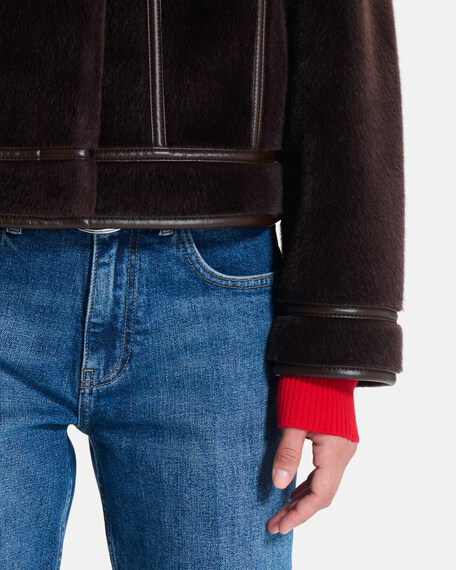 Monge jacket reversible short jacket in chocolate faux fur zapa