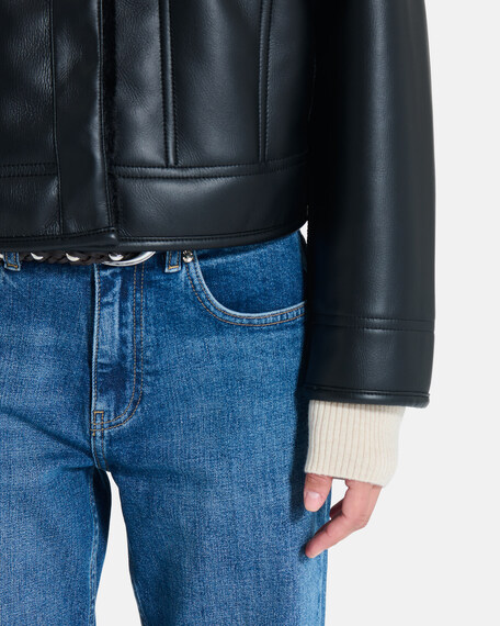Monge jacket reversible short jacket in black faux fur zapa