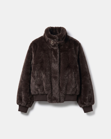 Valou Jacket Short chocolate faux fur jacket ZAPA