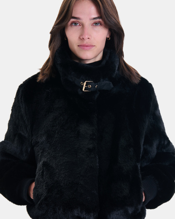 Valou Jacket Short black faux fur jacket ZAPA