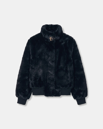 Valou Jacket Short black faux fur jacket ZAPA