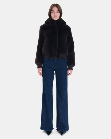 Vallea Jacket Chocolate faux fur hooded jacket ZAPA
