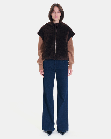 Marguerita Jacket Chocolate faux fur sleeveless jacket ZAPA
