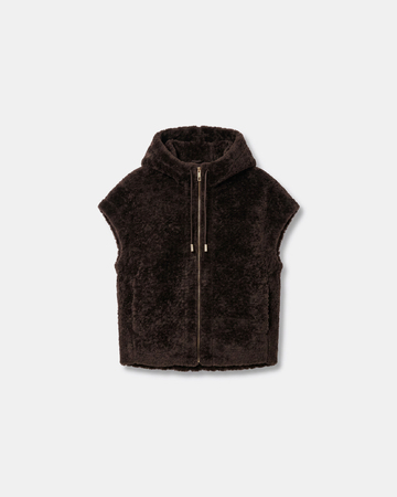 Marguerita Jacket Chocolate faux fur sleeveless jacket ZAPA