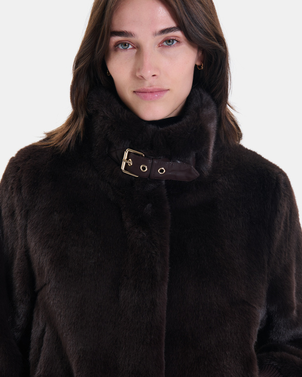 Valou Jacket Short chocolate faux fur jacket ZAPA