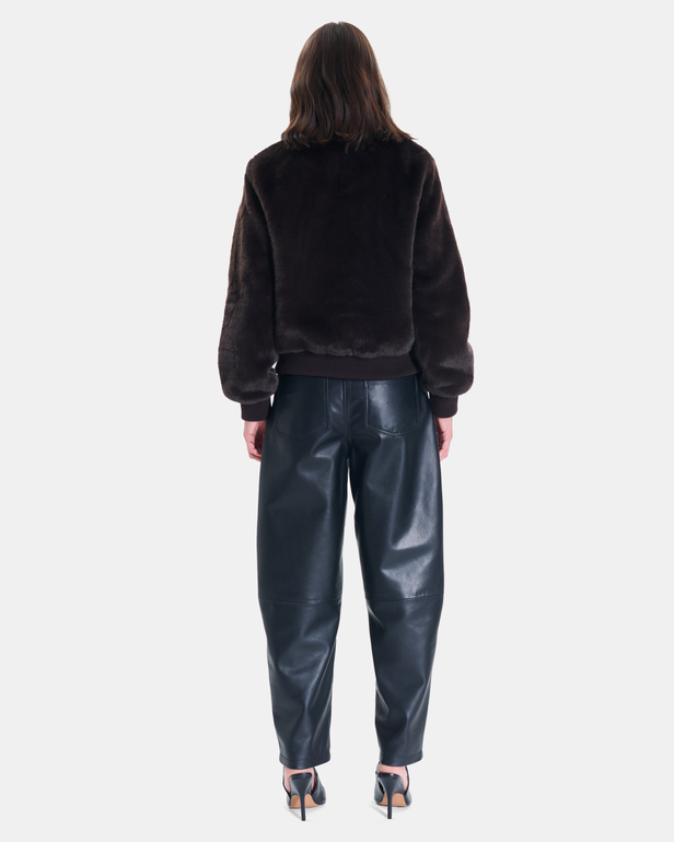 Valou Jacket Short chocolate faux fur jacket ZAPA