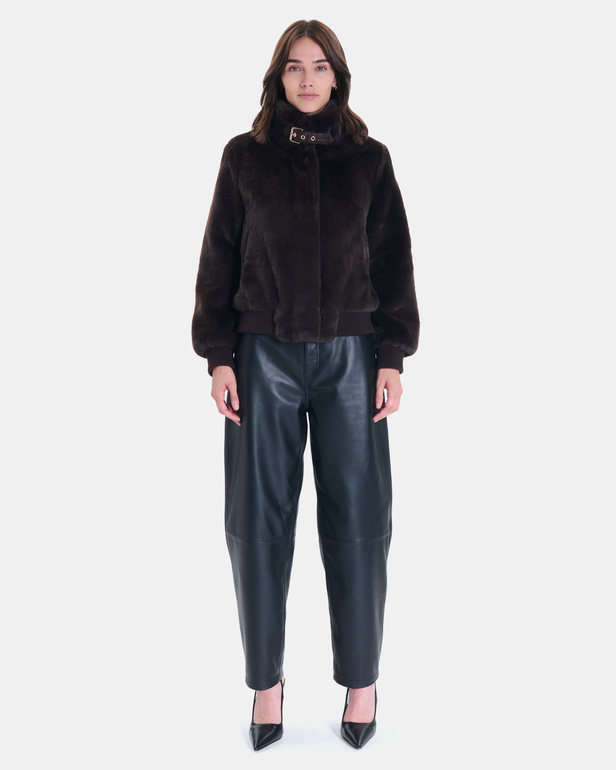Valou Jacket Short chocolate faux fur jacket ZAPA